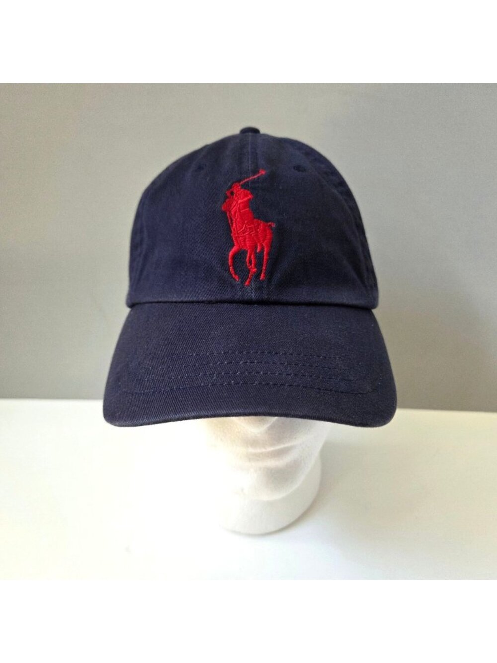 Polo Ralph Lauren Mens Hat Cap Navy Blue Red Big Pony Twill Adjustable Strapback